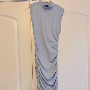 Gray AKIRA scrunch tie dress knee length MED